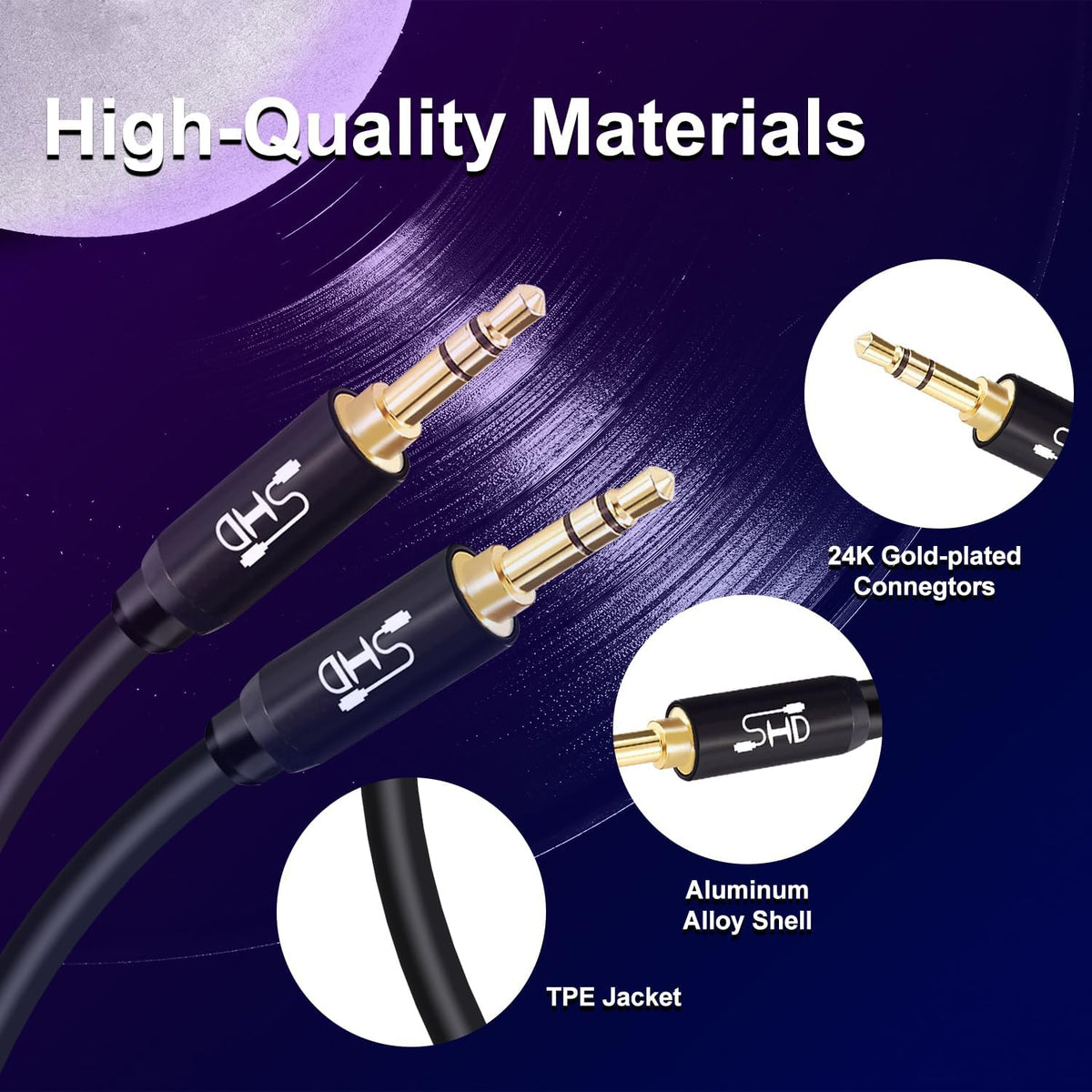Aux Cable, 3.5Mm Audio Cable Aux for Car Auxiliary Audio Stereo Cable 3.5Mm Cord Premium Sound Dual Shielded with Gold Plated Connectors-20Feet